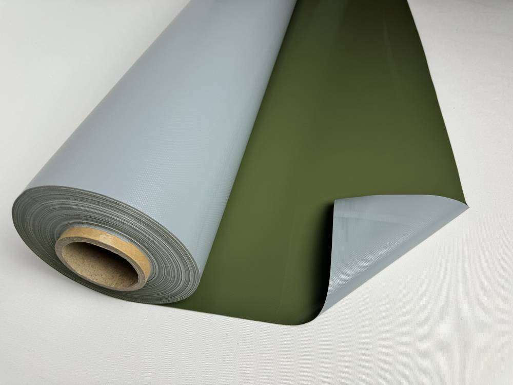 Mikel PVC plachtovina 430g/m² - 650g/m², - cena za 1 běžný metr Olivově zelená/šedá 550g/1m² 2,05m | 3002555